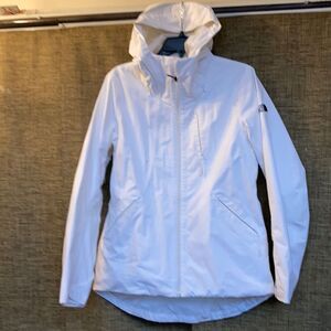 The north face non-insulated ski coat jacket windbreaker with hood color white